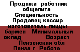 Продажи, работник общепита › Специальность ­ Продавец-кассир, изготовитель пиццы, бармен › Минимальный оклад ­ 12 000 › Возраст ­ 29 - Пензенская обл., Пенза г. Работа » Резюме   